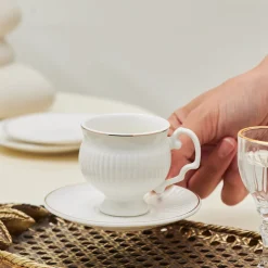 Karaca Mokka & Espressotassen Set-Malta Kaffeetassen-Set, 6 Personen, 100 ml Weıß01