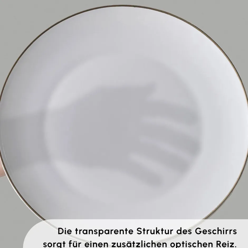 Karaca Tafelservice Für 12 Personen-Marcelo Geschirr und Frühstücks Set, 88 Teilig Gold