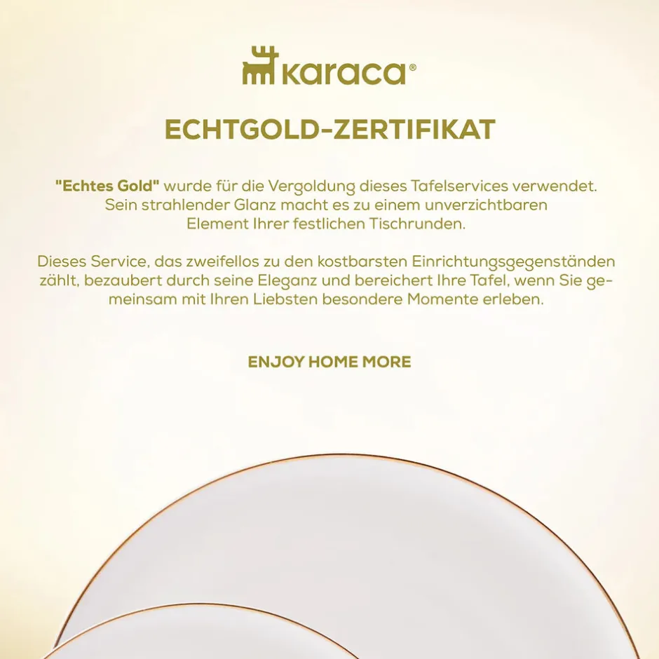 Karaca Tafelservice Für 12 Personen-Marcelo Geschirr und Frühstücks Set, 88 Teilig Gold