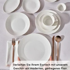 Karaca Tafelservice Für 12 Personen-Marcelo Weiß Geschirr und Frühstücks Set, 88 Teilig Weıß01
