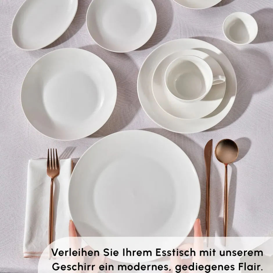 Karaca Tafelservice Für 12 Personen-Marcelo Weiß Geschirr und Frühstücks Set, 88 Teilig Weıß01