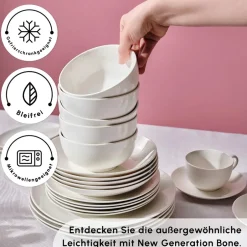 Karaca Tafelservice Für 12 Personen-Marcelo Weiß Geschirr und Frühstücks Set, 88 Teilig Weıß01