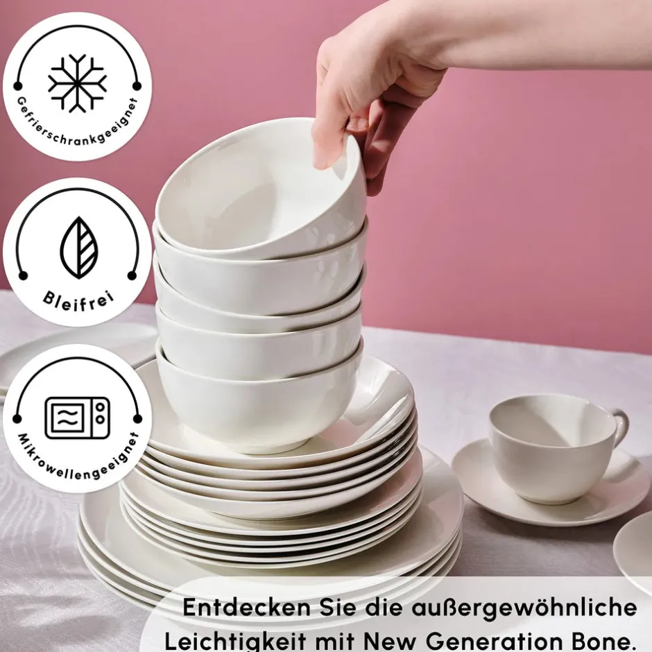 Karaca Tafelservice Für 12 Personen-Marcelo Weiß Geschirr und Frühstücks Set, 88 Teilig Weıß01