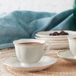 Karaca Mokka & Espressotassen Set-Margaret Kaffeetassen für 6 Personen Weıß01