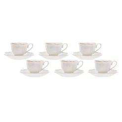 Karaca Mokka & Espressotassen Set-Margaret Kaffeetassen für 6 Personen Weıß01