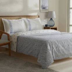 Karaca Bettwäsche-Marino Bettwäsche-Set aus 100 % türkischer Baumwolle, Doppelbett, Blau
