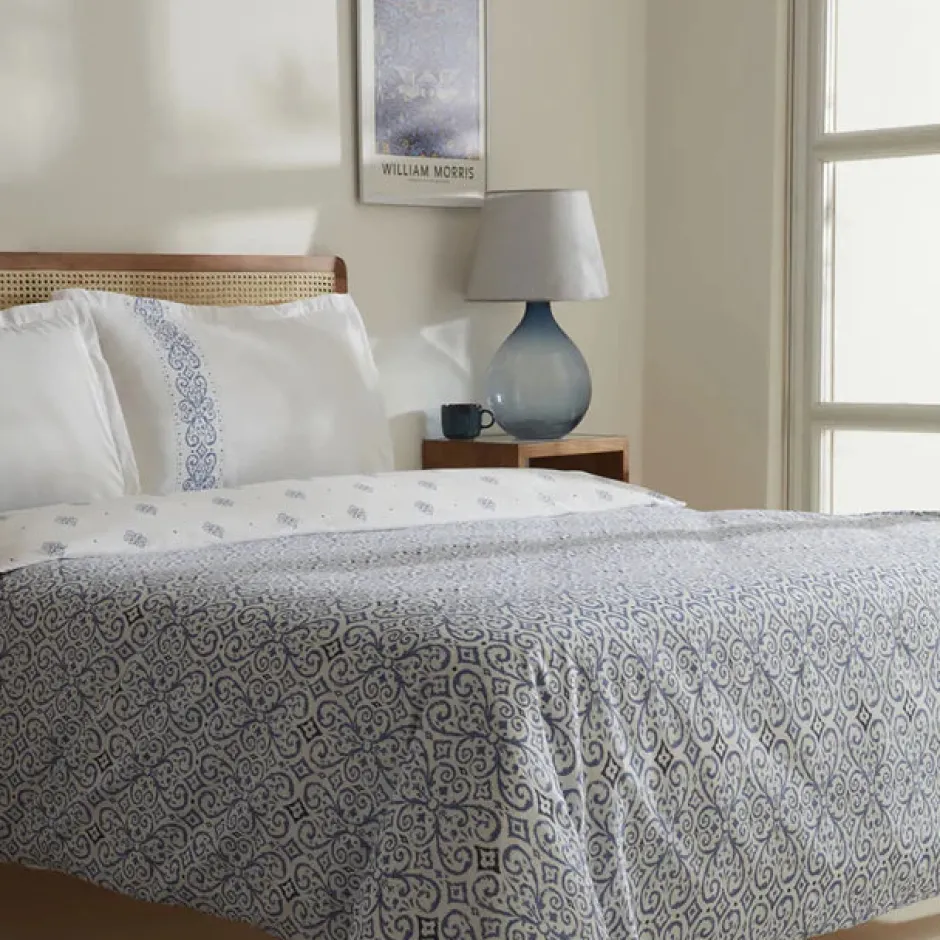 Karaca Bettwäsche-Marino Bettwäsche-Set aus 100 % türkischer Baumwolle, Doppelbett, Blau