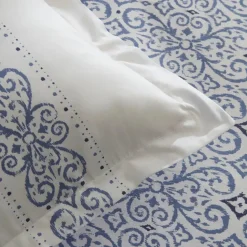 Karaca Bettwäsche-Marino Bettwäsche-Set aus 100 % türkischer Baumwolle, Doppelbett, Blau