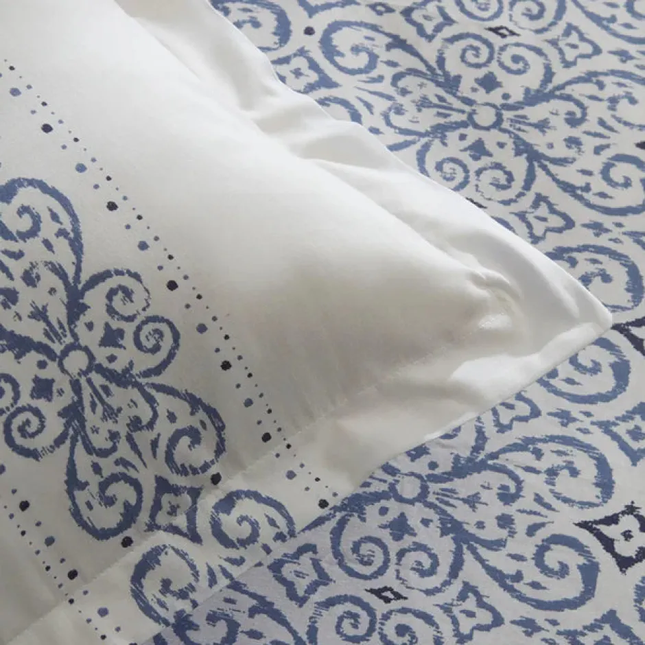 Karaca Bettwäsche-Marino Bettwäsche-Set aus 100 % türkischer Baumwolle, Doppelbett, Blau