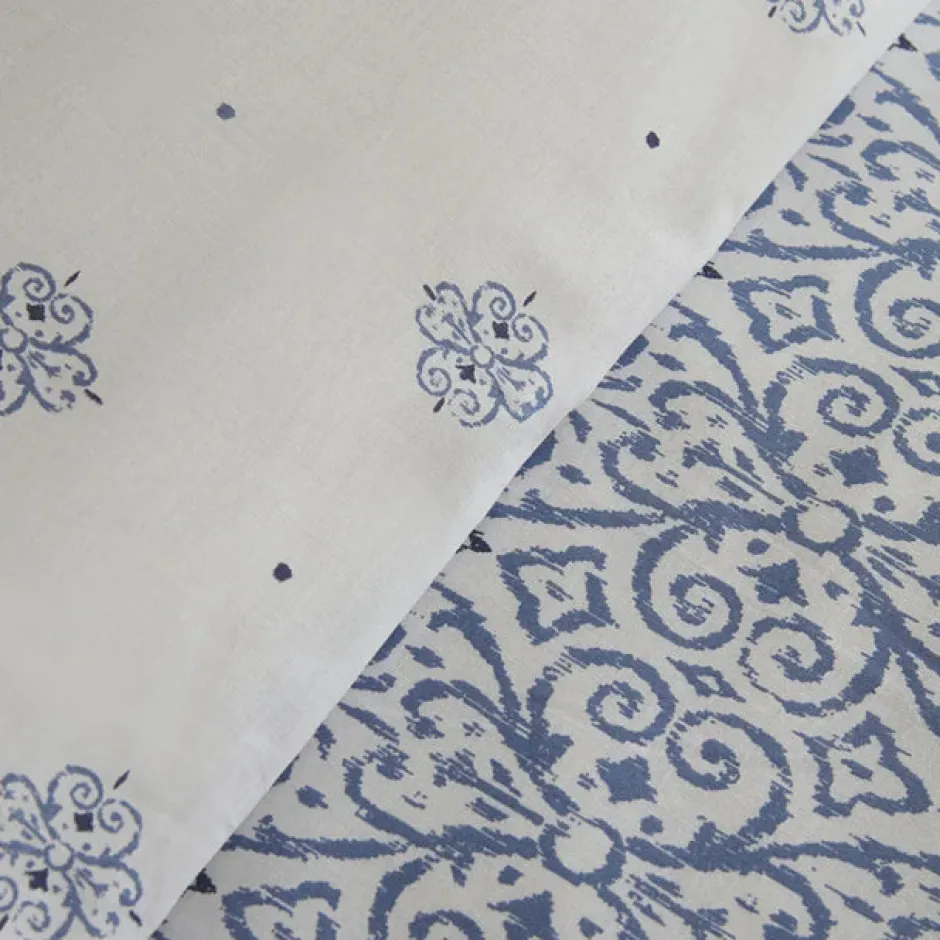 Karaca Bettwäsche-Marino Bettwäsche-Set aus 100 % türkischer Baumwolle, Doppelbett, Blau