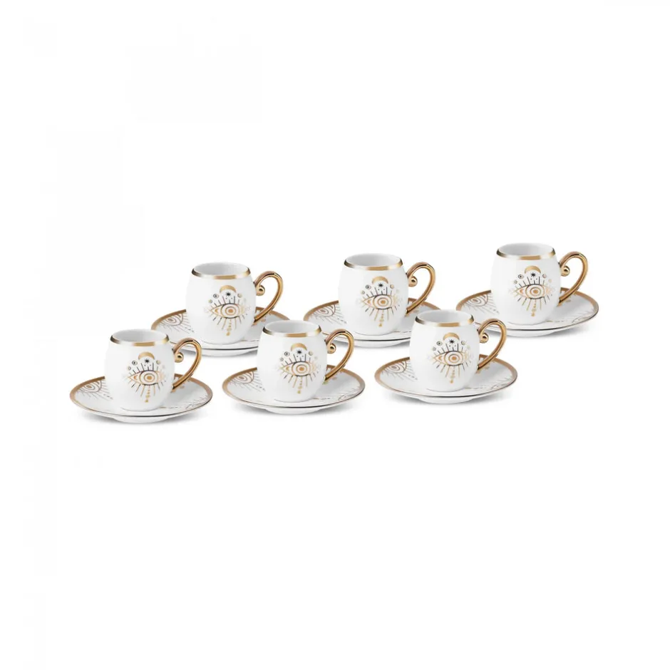 Karaca Mokka & Espressotassen Set-Marly Kaffeetasse für 6 Personen Weıß01