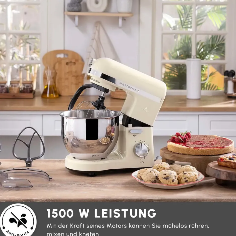 Karaca Küchenchef-Mastermaıd Chef Pro Doppelarm Standmixer Soft Cream, 5L, 1500W Weıche Creme