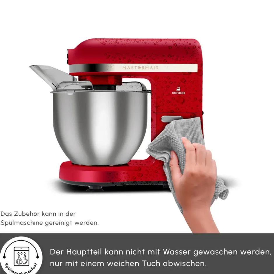 Karaca Küchenchef-Mastermaid Chef Pro Doppelarm Küchenchef Imperial Rot, 5L, 1500W Kırschrot
