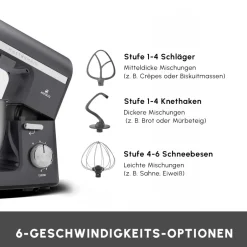 Karaca Küchenchef-Mastermaid Chef Pro Doppelgriff Standmixer , 5L, 1500W Space Grau