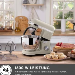 Karaca Küchenchef-Mastermaid Chef Pro Doppelarm Küchenchef Ikonisch Beige, 5L, 1500 W Iconıc Beıge