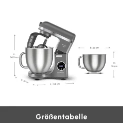 Karaca Küchenchef-Mastermaid Chef Ultra D2000W Küchenmaschine mit Digitaldisplay Galaxy Grey 7L