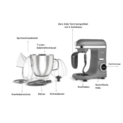 Karaca Küchenchef-Mastermaid Chef Ultra D2000W Küchenmaschine mit Digitaldisplay Galaxy Grey 7L