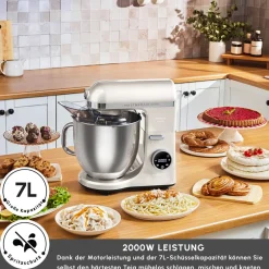 Karaca Küchenchef-Mastermaid Chef Ultra D2000W Küchenmaschine mit Digitaldisplay Starlight 7L