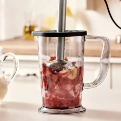 Karaca Küchenmaschine-Mastermaid Küchenroboter aus Stahlglas, Langer Mixer 8 ın 1, 2500 W, Galaxy Grey Galaxıe Grau