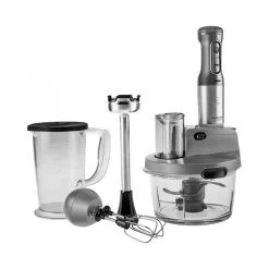 Karaca Küchenmaschine-Mastermaid Küchenroboter aus Stahlglas, Langer Mixer 8 ın 1, 2500 W, Galaxy Grey Galaxıe Grau