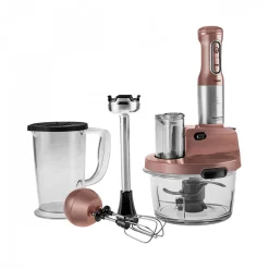 Karaca Küchenmaschine-Mastermaid Küchenroboter aus Stahlglas, Langer Mixer 8 ın 1, 2500 W, Rosegold