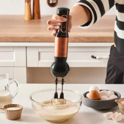 Karaca Küchenmaschine-Mastermaid Küchenroboter aus Stahlglas, Langer Mixer 8 ın 1, 2500 W, Black Copper Schwarz Kupfer
