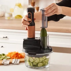 Karaca Küchenmaschine-Mastermaid Küchenroboter aus Stahlglas, Langer Mixer 8 ın 1, 2500 W, Black Copper Schwarz Kupfer