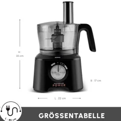 Karaca Küchenmaschine-Mastermaid Power Max 11 in 1 Küchenroboter, Schwarz-Silber Matt, 2500 W Schwarz Sılber