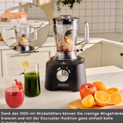Karaca Küchenmaschine-Mastermaid Power Max 11 in 1 Küchenroboter, Schwarz-Silber Matt, 2500 W Schwarz Sılber