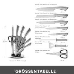 Karaca Messersets-Meister Bremen Deutscher Stahl 9-teiliges Messerset Inox