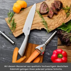 Karaca Messersets-Meister Bremen Deutscher Stahl 9-teiliges Messerset Inox
