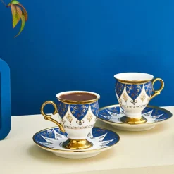 Karaca Mokka & Espressotassen Set-Merve 2-teiliges Kaffeetassenset für 2 Personen, 100 ml Blau01