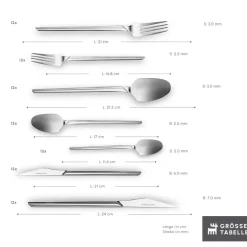Karaca Bestecksets Für 12 Personen-Midway Besteckset, 84 teilig, 12 Personen Platın