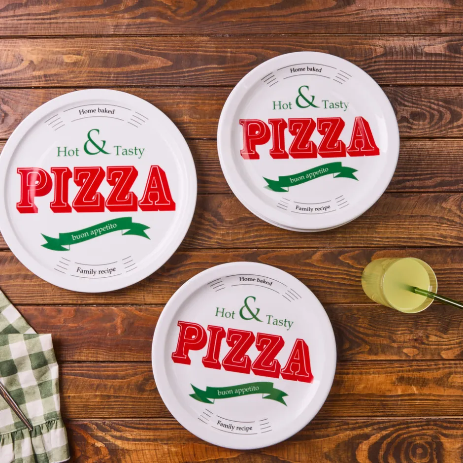 Karaca Kuchenplatte|Tafelservice Für 4 Personen-Milano 5 teiliges 4 Personen Pizza Set Multıfarben