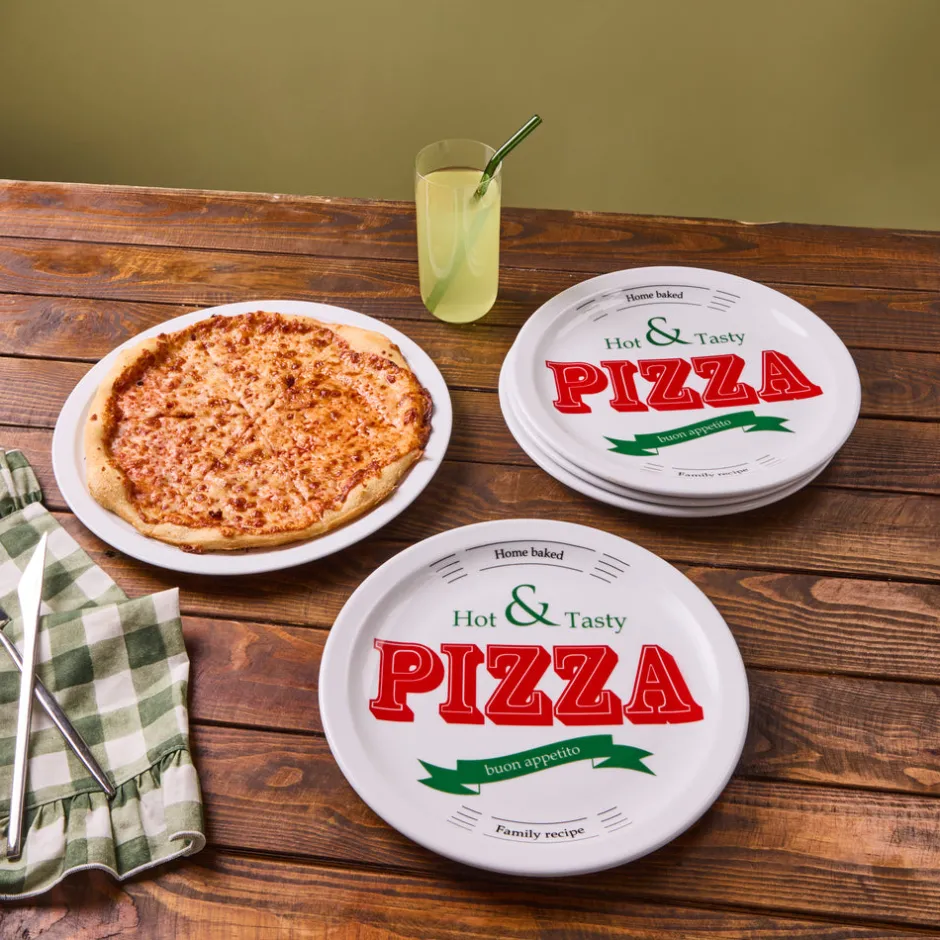 Karaca Kuchenplatte|Tafelservice Für 4 Personen-Milano 5 teiliges 4 Personen Pizza Set Multıfarben