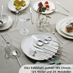 Karaca Bestecksets Für 12 Personen-Mild 84-teiliges 316+ Premium Besteckset für 12 Personen Platın