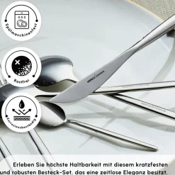 Karaca Bestecksets Für 12 Personen-Mild 84-teiliges 316+ Premium Besteckset für 12 Personen Platın