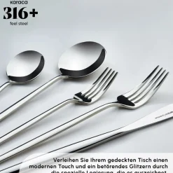 Karaca Bestecksets Für 12 Personen-Mild 84-teiliges 316+ Premium Besteckset für 12 Personen Platın