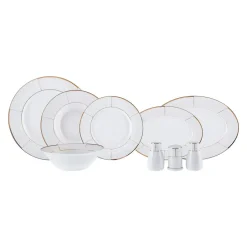 Karaca Tafelservice Für 12 Personen-Millie New Generation Bone Geschirr-Set 56 teiliges für 12 Personen Gold