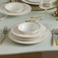 Karaca Tafelservice Für 12 Personen-Millie New Generation Bone Geschirr-Set 56 teiliges für 12 Personen Gold
