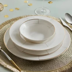 Karaca Tafelservice Für 12 Personen-Millie New Generation Bone Geschirr-Set 56 teiliges für 12 Personen Gold