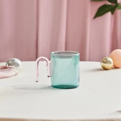 Karaca Mugs & Kaffeebecher-Miracle Blau Tasse, Rosa Henkel Blau01