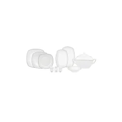 Karaca Tafelservice Für 12 Personen-Mixed Platin Tafelservice- Set, 60- teilig Weıß01