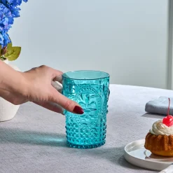 Karaca Wasserglas-Moise Acryl Trinkglas, 400 ml, Blau Blau01
