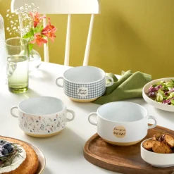 Karaca Schüssel/Bowl-Monet Flower Suppenschalen-Set, 3-teilig, 460 ml Multıfarben