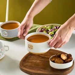 Karaca Schüssel/Bowl-Monet Flower Suppenschalen-Set, 3-teilig, 460 ml Multıfarben