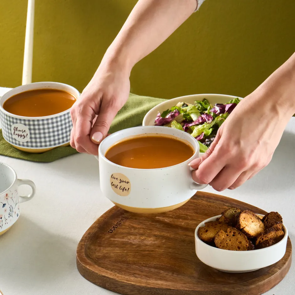 Karaca Schüssel/Bowl-Monet Flower Suppenschalen-Set, 3-teilig, 460 ml Multıfarben