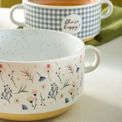Karaca Schüssel/Bowl-Monet Flower Suppenschalen-Set, 3-teilig, 460 ml Multıfarben