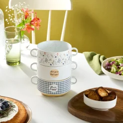 Karaca Schüssel/Bowl-Monet Flower Suppenschalen-Set, 3-teilig, 460 ml Multıfarben