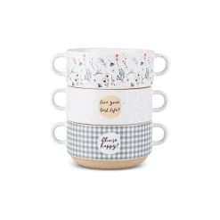Karaca Schüssel/Bowl-Monet Flower Suppenschalen-Set, 3-teilig, 460 ml Multıfarben
